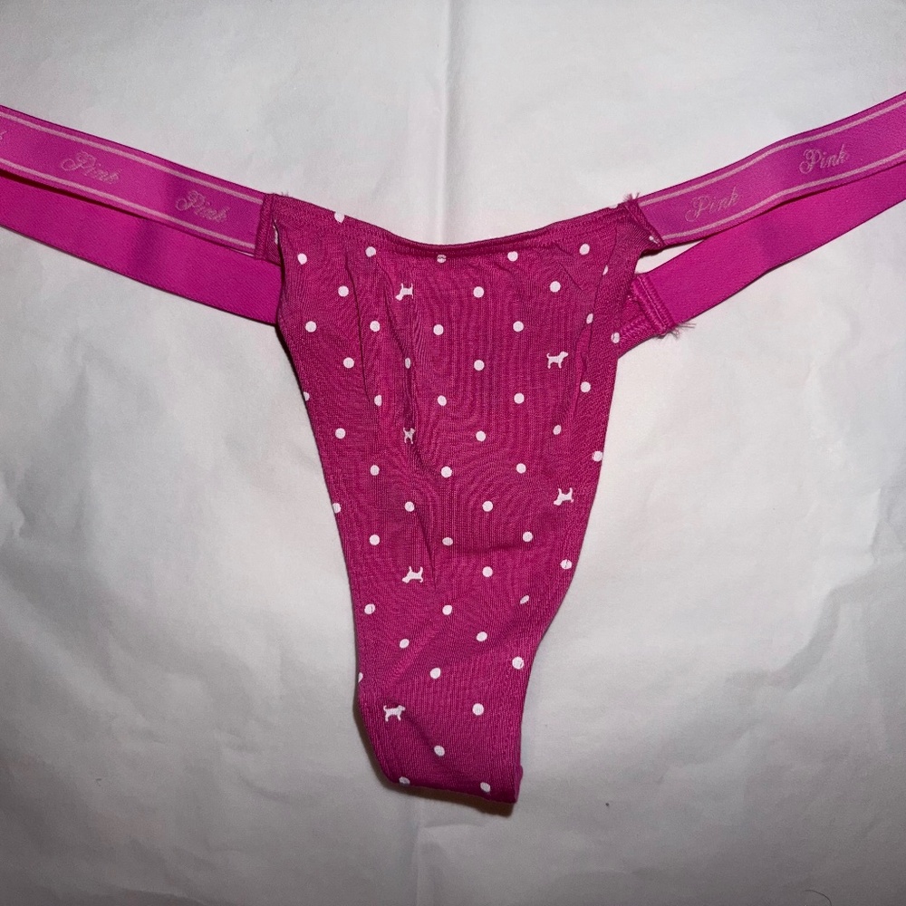 Victoria's Secret PINK Logo Thong Panty Polka Dot